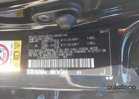 2017 Lexus Nx 200T z USA, uszkodzony, nr VIN JTJYARBZ8H2072366